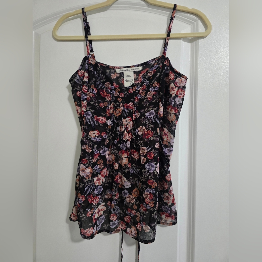American Rag Floral Black Camisole Top